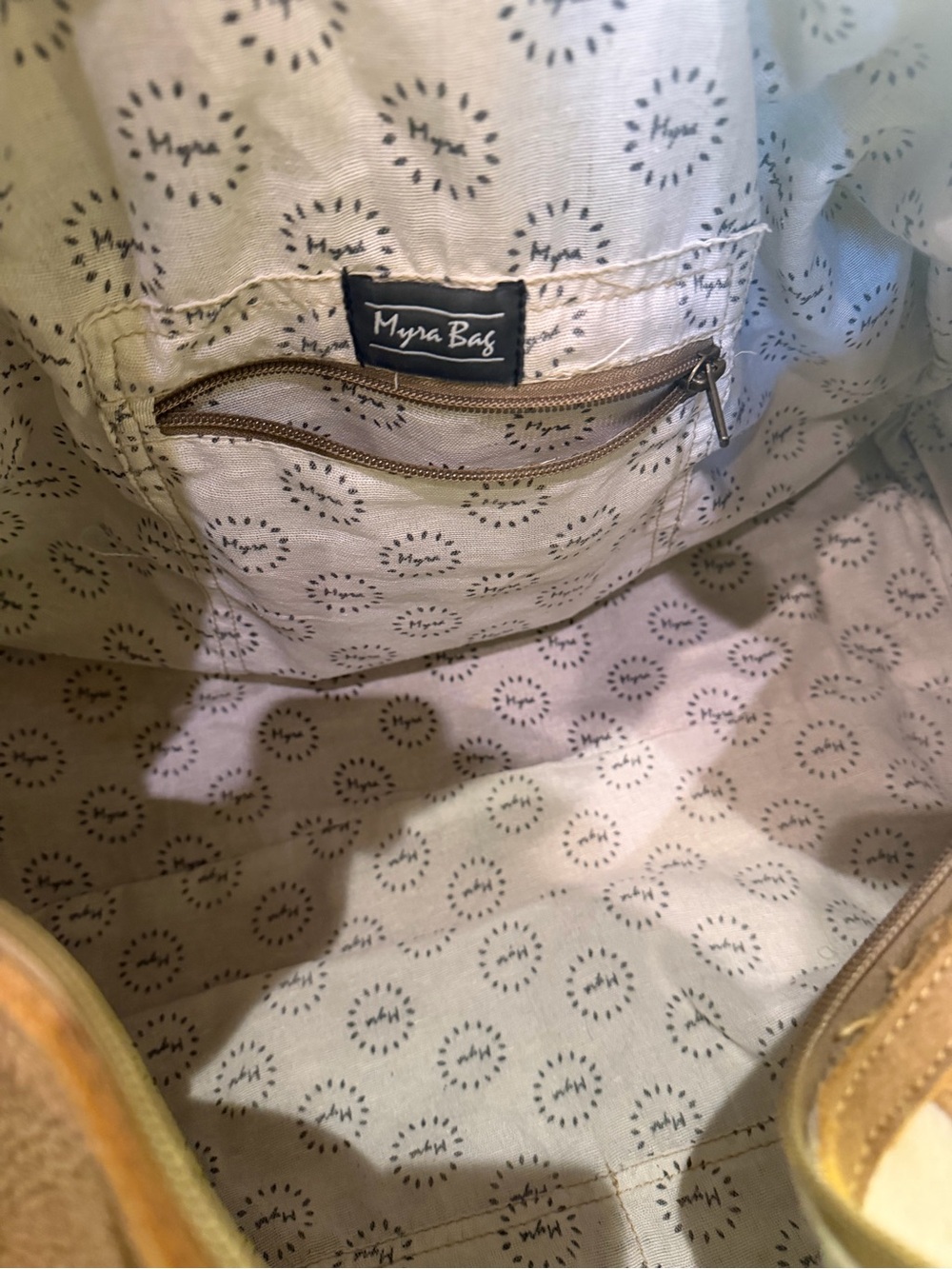 Myra Bag Tan Leather & Brown White Cowhide Weekender Bag - Picture 6 of 11